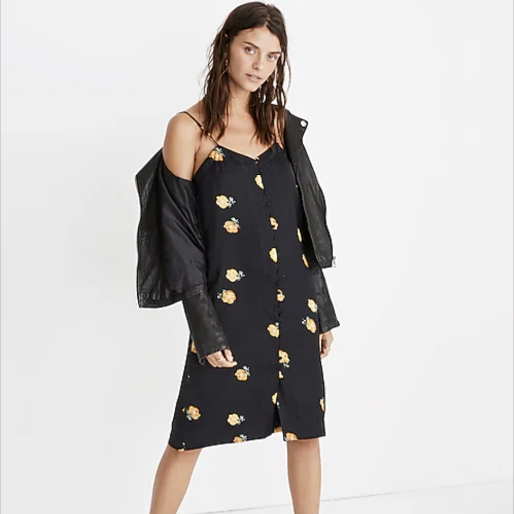 Madewell Button Front Floral Slip Dress Size 6